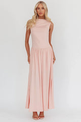 Dorothea High Cowl Open Back Maxi Dress Dusty Pink