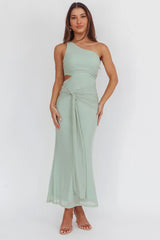 Luli One-Shoulder Cut-Out Maxi Dress Sage