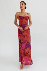 Nerida Low Back Twist Maxi Dress Dark Rose