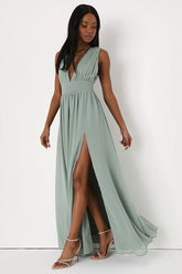 Heavenly Hues Sage Brush Maxi Dress