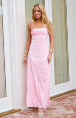 Blaise Pink Satin Maxi Dress