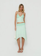 Natabelle Lace Detail Midi Skirt Mint