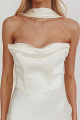 Navi Strapless Laced Back Maxi Dress Oyster